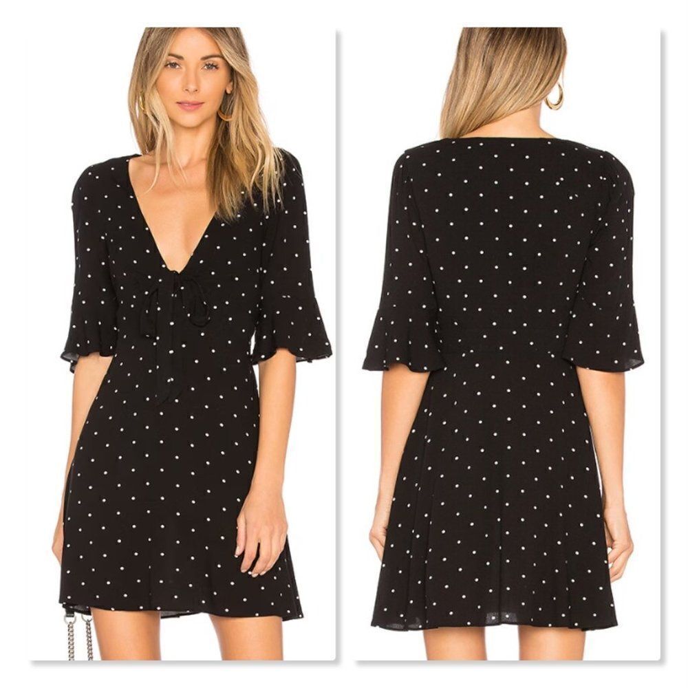 Free People 'All Yours' Polka Dot Mini Dress - size 4 in Black
